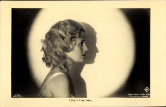 Ak-actrice Lilian Harvey, portret in profiel, silhouet