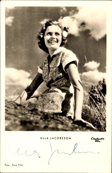 Postcard actress Ulla Jacobsson, She only danced one summer, portrait, autograph
