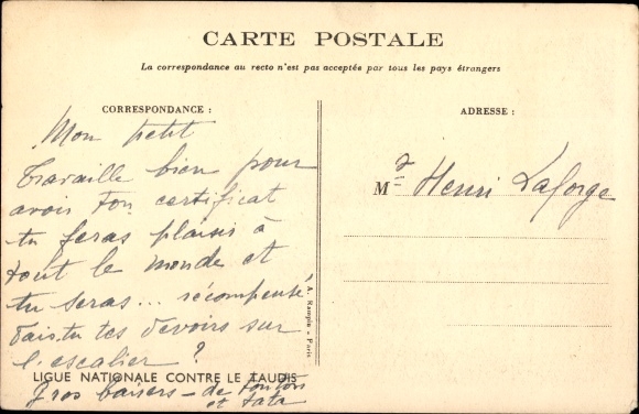Artist Postcard Poulbot, Francisque, Mom needs the ironing board
