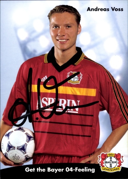 Autogrammkarte Fußballer Andreas Voss, Bayer 04 Leverkusen, Autogramm