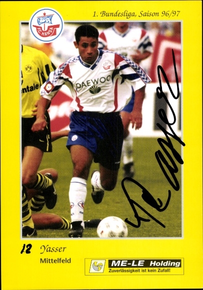 Autograph card footballer Yasser Achmed Radwan, FC Hansa Rostock, autograph
