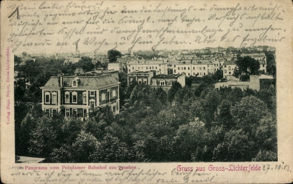 Postcard Berlin Steglitz Groß Lichterfelde, panorama seen from Potsdamer Bahnhof