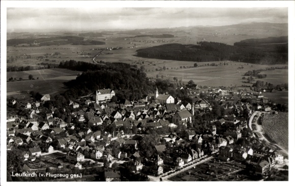 Postcard Leutkirch im Allgäu Württemberg, aerial photograph
