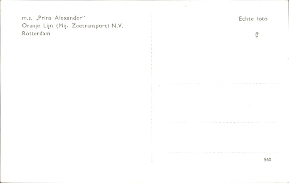 Ak MS Prins Alexander, Oranje Lijn