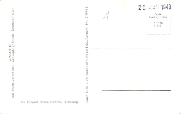 Postcard Petersberg Hessen, aerial photograph