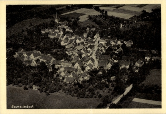 Postcard Baumerlenbach Öhringen in Hohenlohekreis Württemberg, aerial photograph