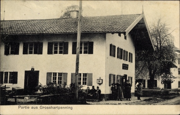 Postcard Großhartpenning Holzkirchen Oberbayern, buildings, residents