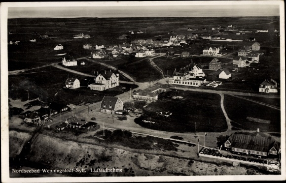 Postcard Wenningstedt on Sylt, aerial view of the community