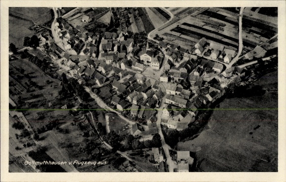 Postcard Gollmuthhausen Höchheim, aerial photograph