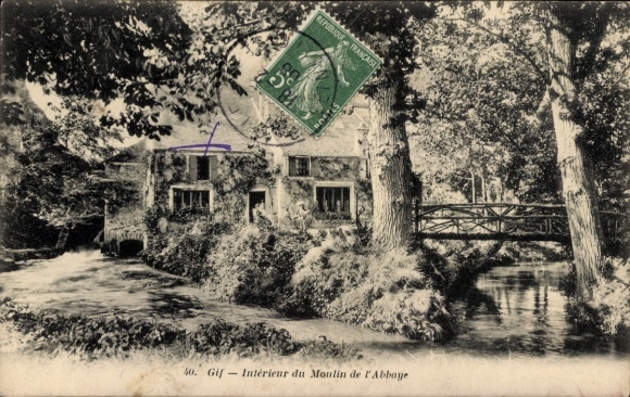 Ak Gif Essonne, Moulin de l'Abbaye, Brücke