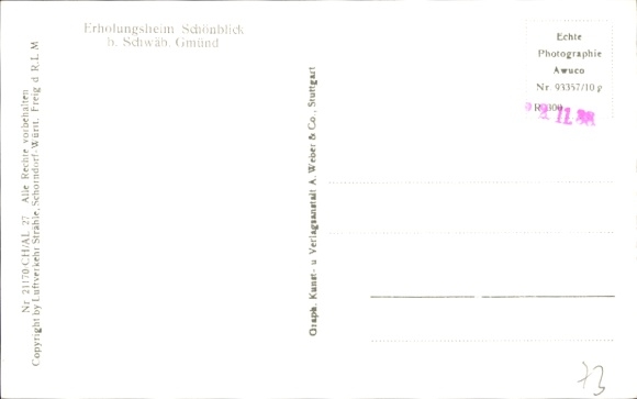 Postcard Schwäbisch Gmünd in Württemberg, aerial photograph, Schönblick recreation home
