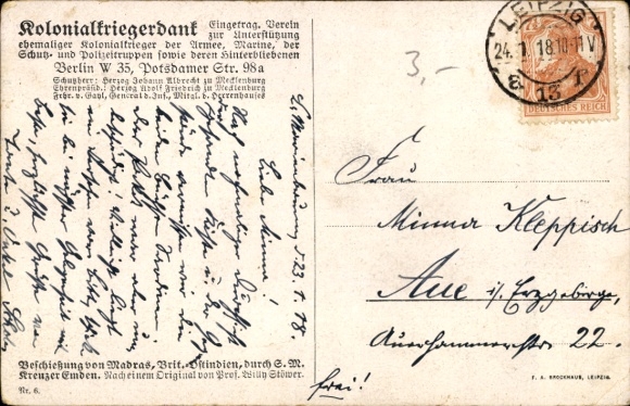 Artist Postcard Stöwer, Willy, SMS Emden bombards Madras, cruiser, Imperial Navy, I. WK