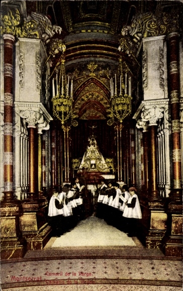 KP Montserrat Katalonia, Camaril de la Verge, ceremonia religijna, ksiądz w szatach