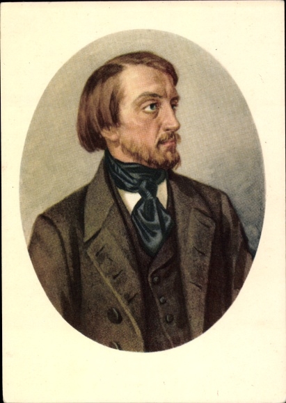 Artist Postcard Bondar, literary critic Vissarion Grigoryevich Belinsky, portrait