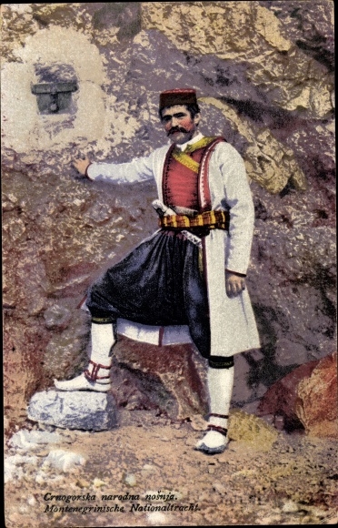 Postcard man in Montenegrin national dress