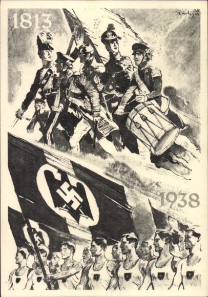 Künstler Ak Deutsches Turn und Sportfest Breslau 1938, Trommler 1813