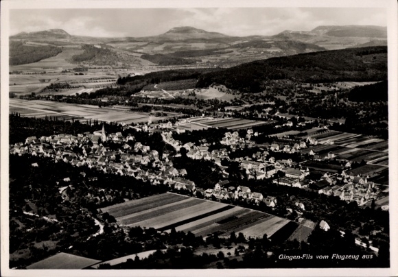 Postcard Gingen an der Fils, aerial photograph