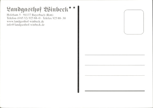Postcard Bayerbach Kreis Rottal Inn Lower Bavaria, Landgasthof Windeck