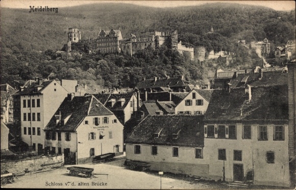 Postcard Heidelberg on the Neckar, castle, old bridge, city view