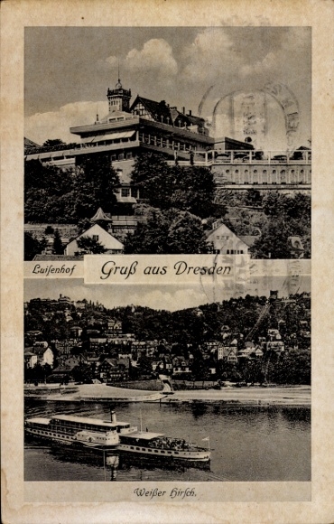 Ak Dresden Weißer Hirsch, Luifenhof, Weißer Hirsch, Blick auf die Stadt, Gruß aus Dresden