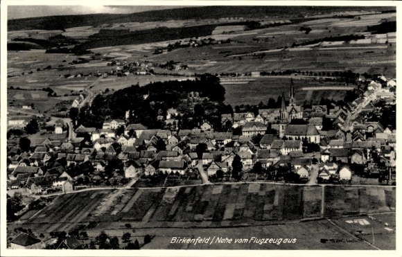Postcard Birkenfeld an der Nahe, aerial photograph