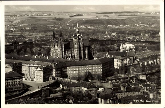 Ak Hradčany Hradschin Praha Prag Tschechien, Hradčany, Prager Burg, Stadtansicht,  Architektur