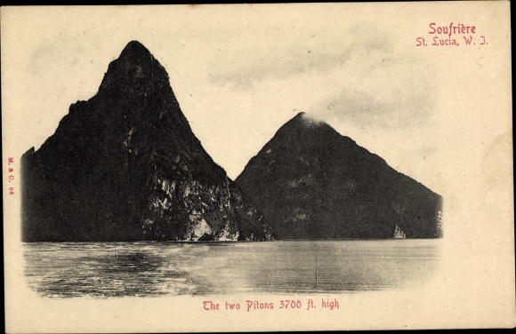 Ak Soufrière St. Lucia, Britische Westindische Inseln, Karibik, Die beiden Pitons