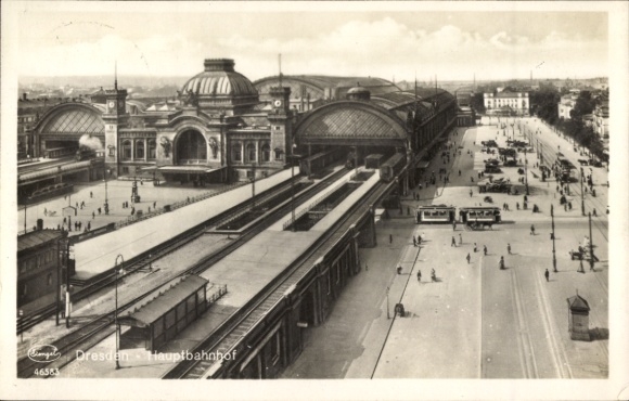 Postcard Dresden Altstadt Friedrichstadt, train station building