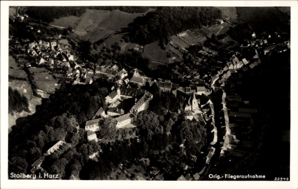 Postcard Stolberg in the Harz, aerial photograph