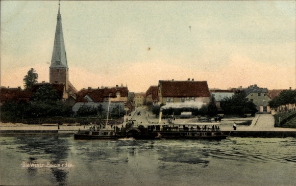 Ak Holzminden in Niedersachsen, Blick auf Holzminden von der Weser aus