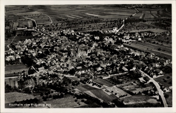 Postcard Flonheim in Rheinhessen, aerial photograph
