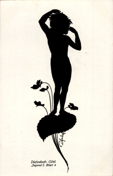 Paper cutting Postcard Diefenbach, Divine Youth 1, Part 4