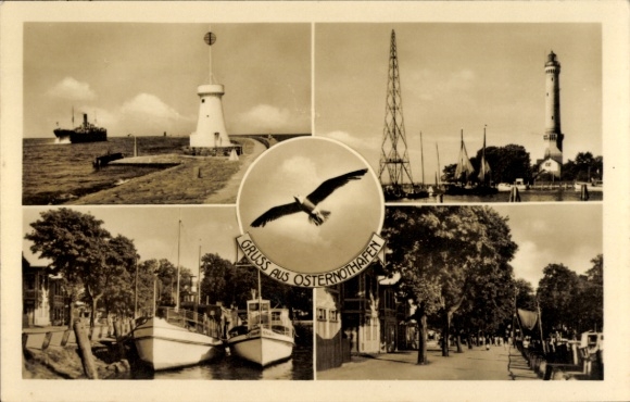 Postcard Chorzelin Easter Harbor Świnoujście Swinoujscie Pomerania, lighthouse, pier, boats