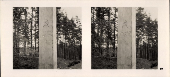 Stereo spatial image photo &quot;The Fuhrer&#39;s Soldiers in the Field&quot;, No. 69, Russian border post