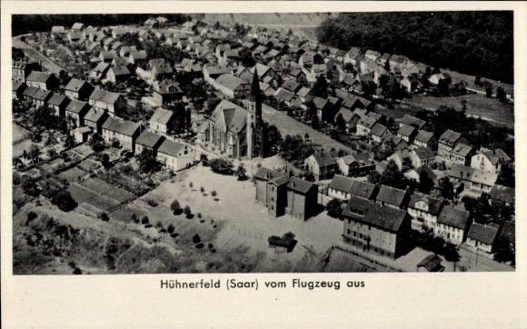 Ak Hühnerfeld Sulzbach Saarland, Fliegeraufnahme