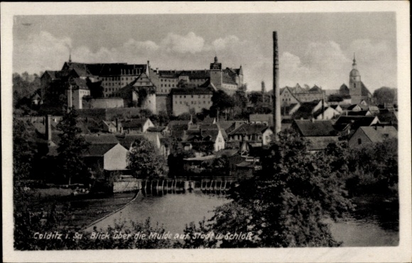 Ak Colditz in Sachsen, Blick über die Mulde, Stadt, Schloss, Kulturhaus