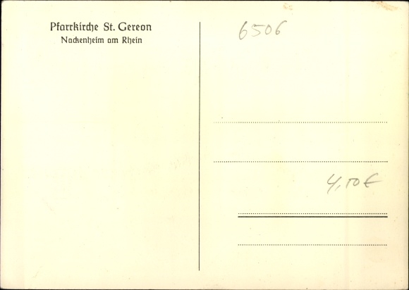 Postcard Halsheim am Rhein, parish church of St. Gereon