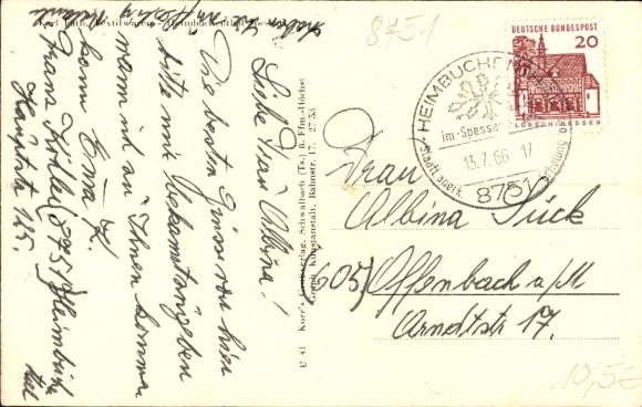 Ak Heimbuchenthal in de Spessart, kasteel Mespelbrunn, stad, kerk