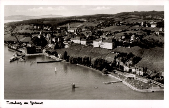 Postcard Meersburg in the Bodenseekreis, aerial photograph