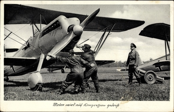 PC Deutsche Luftwaffe, Arado Ar 68, fighter plane, the engine is turned to compression