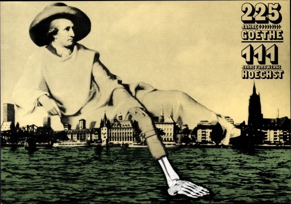 Artist PC Staeck, Klaus, 225 years Goethe, 111 years Farbwerke Hoechst, satire