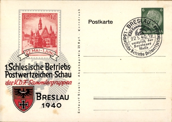 Postwaardestuk Ak 1. Silezische postzegelshow Breslau 1940, PP 127 C48