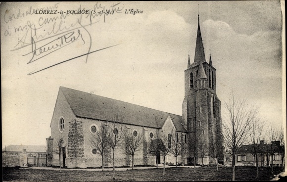 Ak Lorrez-le-Bocage Seine et Marne, L&#39;Église