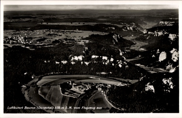 Postcard Beuron on the Danube Württemberg, aerial photograph