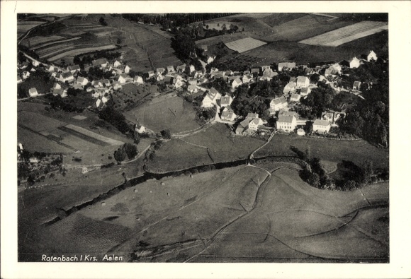 Postcard Rötenbach Abtsgmünd Ostalbkreis, aerial photograph