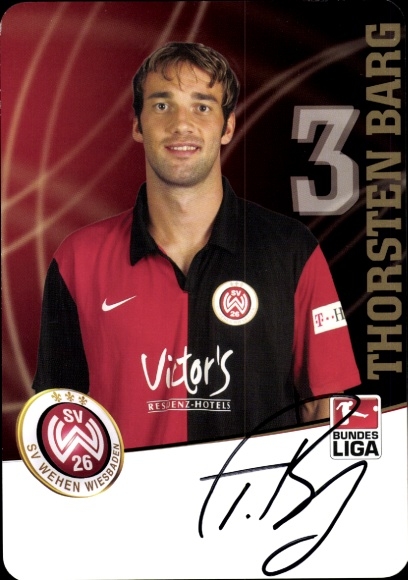 Autogrammkarte Fußballer Thorsten Barg, SV Wehen Wiesbaden, Autogramm