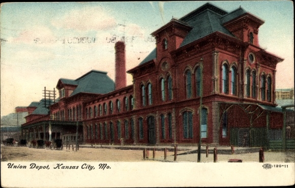 Briefkaart Kansas City Missouri de VS, Union Depot