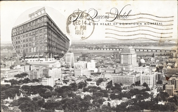 Postcard Montreal Quebec Canada, The Queen's Hotel, city view