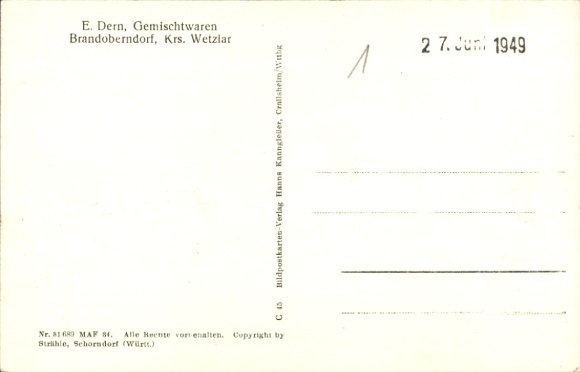 Postcard Brandoberndorf Waldsolms in Hesse, aerial photograph
