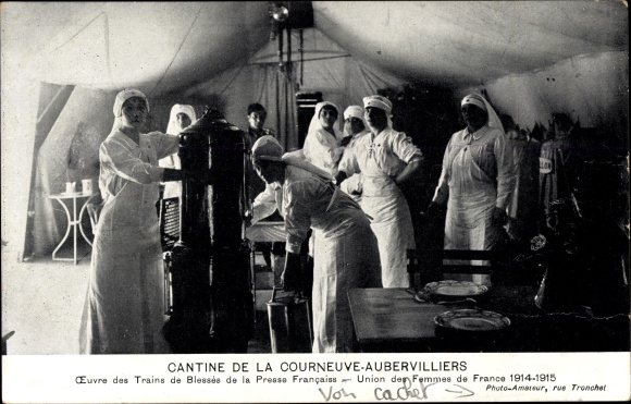 Postcard Cantine de la Courneuve Aubervilliers, Französisches Rotes Kreuz